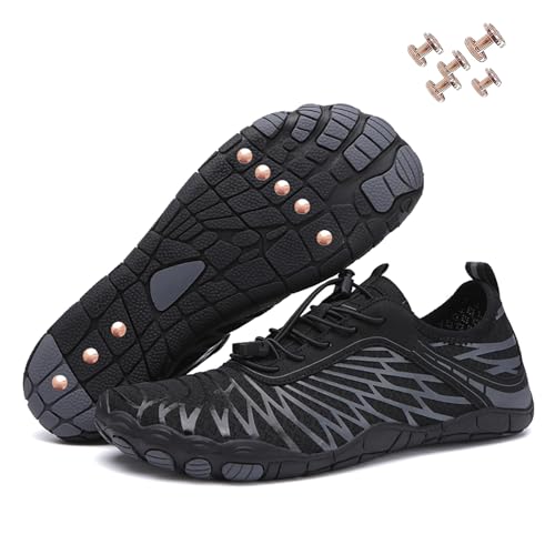 Grounding Shoes with Copper, New Waterproof Non-Slip Comfort Hike Shoe, Copper Grounded Barefoot Footwear Womens Mens (8305Black, Adult, Women, 8, Numeric Range, US Footwear Size System, 8.5, Medium)