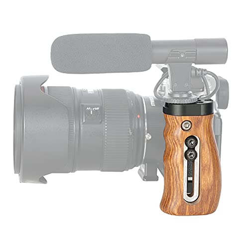Image of NICEYRIG Wooden Side Handle for ARRI Locating Pin Adjustable Universal Left & Right Grip for DSLR Camera Cage Rig - 462