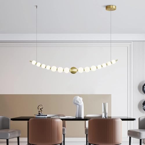 Lustre suspension LED en laiton doré pour plafond de salon et café moderne
