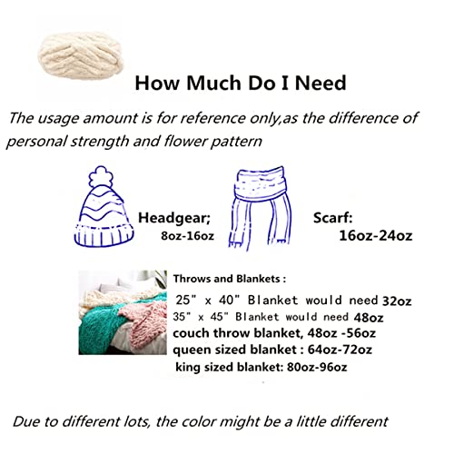 Chunky Chenille Yarn For Blanket, Super Soft Thick Fluffy Jumbo Chunky Chenille-Style Polyester Yarn For Home Décor Projects,Arm Knitting (Blue, 2Kg / 63 Oz / 220 Yards) #TOP4