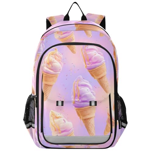 Sac à dos ordinateur portable enfants violet antichoc motif crème glacée protecteur