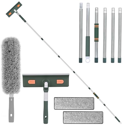 ACOMTUO Raclette Vitre Professionnel de 250 cm, Lave Vitre Telescopique avec Grattoir en Silicone et...