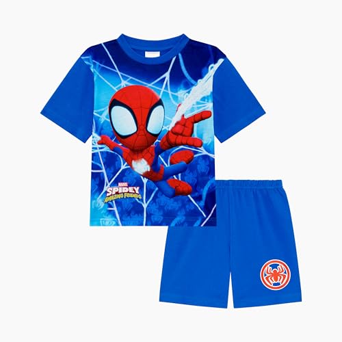 Marvel Spidey & His Amazing Friends Boys Shortie Pyjamas featuring Spidey Childrens Character Short Sleeve Nightwear Blue Age 18-24 Months