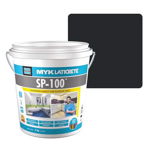Image of MYK LATICRETE SP-100 Premium Epoxy Grout (22-Midnight Black, 5KG) | Stain- Resistant, Germ Resistant, & Water-Resistant-For Bathroom & Kitchen (Food Grade CFTRI Certified)- Floor & Wall Tile Joints