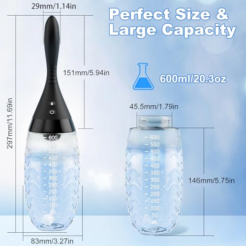 Image of Automatic Anal Douche Enema Kit - 20oz Electric Enema Bulb with 3 Speeds & 10 Vibration for Colon Cleanse, Anti Backflow Anal Cleaner Enema Douche for Men Women with Remote Control & Bendable Nozzle