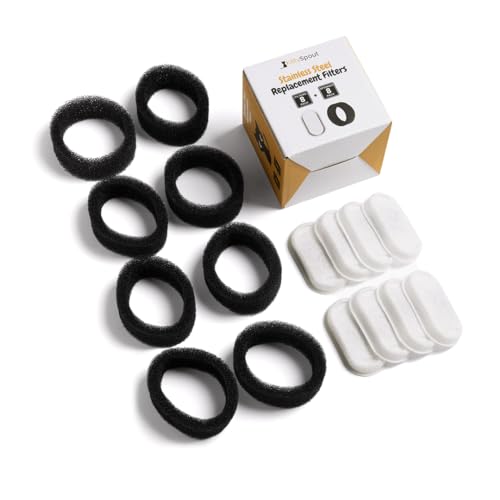 KittySpout Cat Water Fountain Filters for 108oz/3.2L (4 Month Supply: 8 Filters & 8 Sponges)
