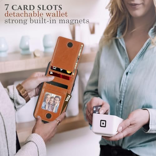 LOHASIC Wallet Case for iPhone 14 Pro Max, 7 Card Holder, Compatible with Mag-Safe, Detachable Vertical Magnetic Back, Classy PU Leather ProMax Phone Cover for Men Women, 6.7 Inch, 5G, 2022 - Brown