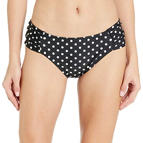 Panache Women's Anya Spot Gather Bikini Bottom, Black/White, Large