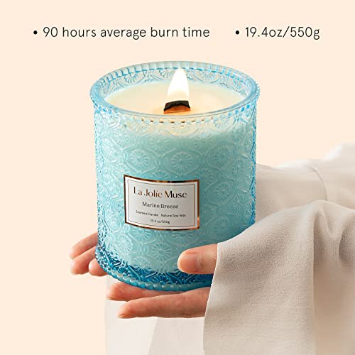 Scented Candles 19.4Oz /550g Large Candle Gifts for Women Marine Breeze Scented Candle Gift, Natural Soy Wax Candle for Home, 90 Hour Long Burning Time - Image 3