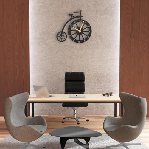 Image of Wall Clock Stylish Metal Analog Wall Clock for Living Room, Bedroom, Office, Kitchen, Home and Hall | Antique Fancy Big Size Modern Wall Watch (Black(ST-10), 50 CM)