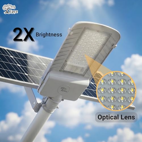 Image of Epyz 500 Watt Semi-Integrated Solar Street Light, Cold White Light | Aluminium Body, Outdoor with Remote and Dusk to Dawn, For Garden, Street, Lawn, 61LED, 37000mAh, Pack of 1