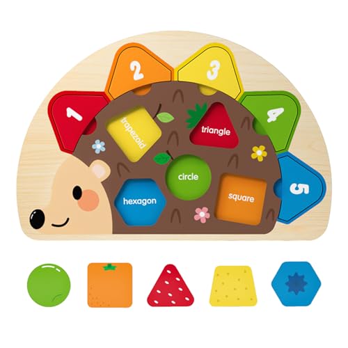 Shape Sorter | Juego educativo de madera con forma de erizo con formas geométricas | Actividades educativas para guardería, casa, escuela y viajes con familia, amigos, niños y niñas
