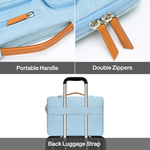 Image of MOSISO 360 Protective Laptop Shoulder Bag,13-13.3 inch Computer Bag Compatible with MacBook, HP, Dell, Lenovo, Asus Notebook,Side Open Messenger Bag with 4 Zipper Pockets&Handle, Air Blue