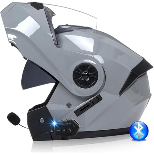 Casque De Moto Bluetooth, Homologué ECE Casque Modulaire À Bascule for Femmes Et Hommes avec Double Visière, Microphone Haut-Parleur Et Suppression du...