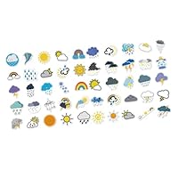 Gogogmee 50pcs Weather Symbols Stickers Cartoon Adhesive Decals for Luggage Skateboards Water Bottles and Laptop Strong Adhesion DIY for Outdoor and Travel Use