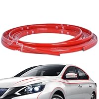 Rotes Klebeprofil für Auto, Chromleiste Selbstklebend Chromzierleiste, Selbstklebende Zierleiste für vordere, Auto Karosserie Fenster Außen Dekorstreifen, hintere Stoßstange 12mm*5m, Rot