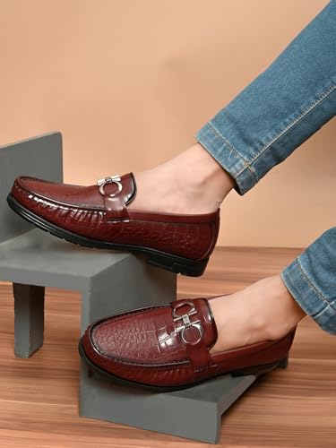 Image of San Frissco Men's Lightweight Horsebit Loafer Lightweight Woven Moccasins Formal, Casual Driving Shoes for Men /Synthetic Leather /Cushioned Footbed Designed for All Seasons