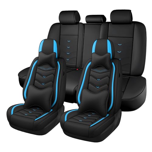 Image of Car Seat Cover for MINI Hardtop 2013-2026, Seat Covers Full Set,Non-Slip Waterproof seat Cover,Wear-Resistant Nappa Leather car seat Covers. (Luxury 5 Seats /Black Blue)