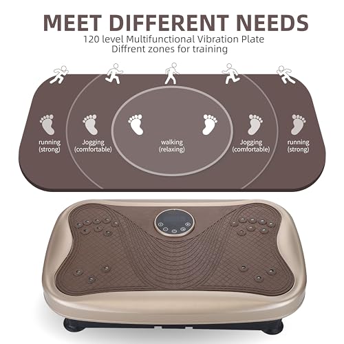 Plataforma Vibratoria para Quemar Grasa con 120 Velocidades y Motor de 200 W - Silenciosa para Uso en Casa o Oficina, Diseño Plegable y Portátil que Trabaja Abdomen y Muslos, Entrenamiento Completo para Madres Ocupadas y Principiantes, Dorada miniatura 3