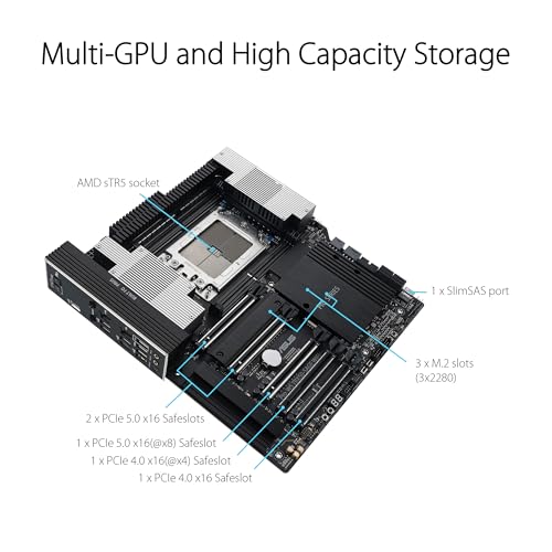 Pro WS TRX50-SAGE WIFI AMD TRX50 CEB Scheda Madre Workstation AMD, PCIe 5.0 x 16, PCIe 5.0 M.2, LAN da 10 Gb e 2,5 Gb, CPU e Memoria per Overclock, supporto multi-GPU, Nero - Scheda madre - Immagine 1