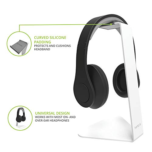 Image of Kanto H1 Universal Headphone Stand - White - Solid Steel Construction - Curved Silicone Resting Surface