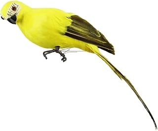 FACULX Colorido modelo de pájaro con plumas, simulación de pájaros emplumados, para manualidades y exhibiciones, elección para acentos únicos de jardín (amarillo)