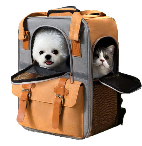High Paw Pet Carrier Backpack, Cat Small Dog Backpack Carrier For Traveling Hiking Outdoor With Ventilated Mesh Straps Premium Oxford Cloth Leather Buckle(Orange) (Hp001) #TOP8