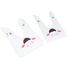 EOJDDPA Treat Bags 50Pcs EVA Long Ear Snack Bags 9.1x5.3 Inches DIY Baking Packaging Gift Bags for Kids Easter Candies Popcorn Cookies Cookie bag50 cute lambs