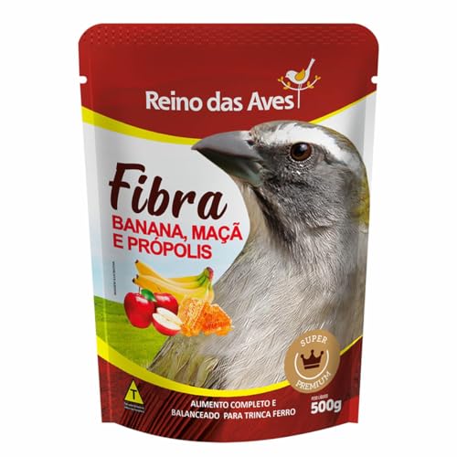 Ração Para Trinca Ferro, Fibra Banana, Maça e Propolis 500g - Reino Das Aves