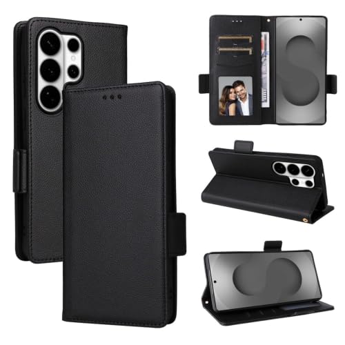 Étui portefeuille à rabat compatible Samsung Galaxy A24 4G protection cuir noir