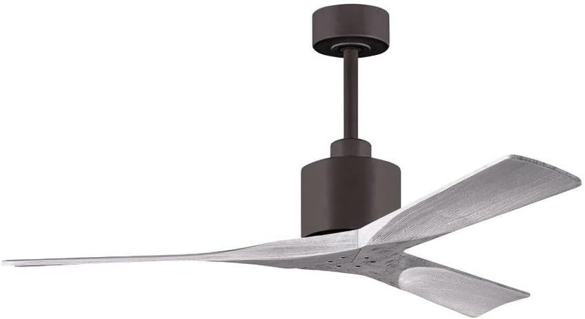 Matthews NK-TB-BW-52 Nan Damp Rated 52" Ceiling Fan with Remote and Wall Control, 3 Solid Wood Blades, Silent DC Motor, Textured Bronze with Barn Wood Tone