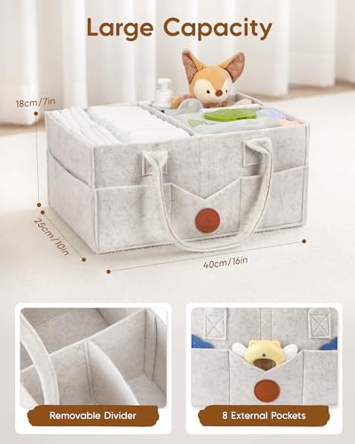 Image of Maliton Felt Diaper Caddy Organizer for Changing Table - X-Large, White