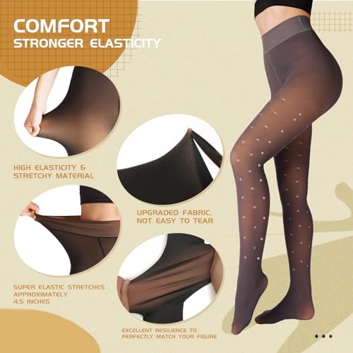 Fleece Lined Tights Sheer Women - High Waist Fake Translucent Women Sheer Warm Pantyhose Patterned Fleece Tights4