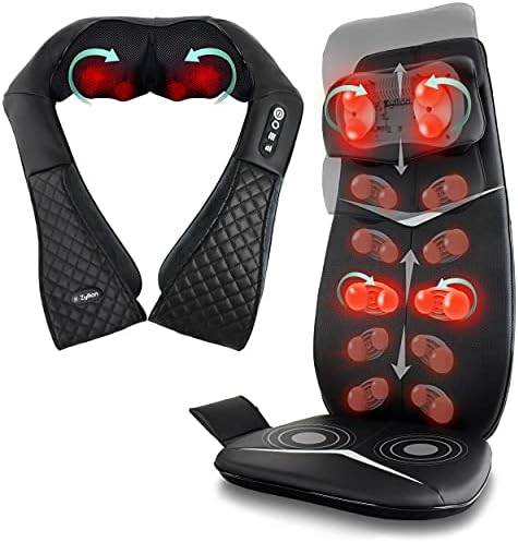 Zyllion ZMA-28 Shiatsu Neck Massager and ZMA-33 Full Body Massage Cushion Bundle (Black)