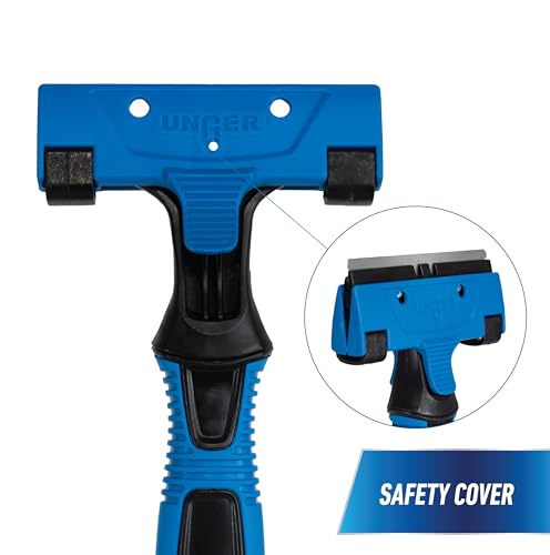 Image of Unger Professional Connect and Clean 4 inch All-Purpose Scraper, Window, Glass, and Floor Scraping Tool Supplies, Adhesive Removal, Gum, Stickers, Paint Removal, Dual-Sided Blade (Pack of 10)