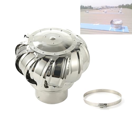 AHBFC Schornstein-Spinner-Haube, Edelstahl-Dachventilator, drehbarer Schornsteinhauben-Spinner, Anti-Downdraught Pipefitter, Größe: 4,3/6/6,3/7,8 Zoll, für PVC-Rohre, Dachabzugshaus, Gewächshäuser,