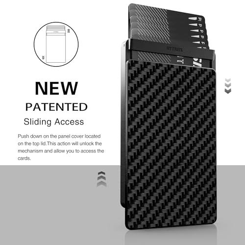 Men's RFID-Blocking Pop-Up Wallet - Sleek Metal and Carbon Fiber Design for Front/Back Pockets Credit Card Wallet- with Money Clip2