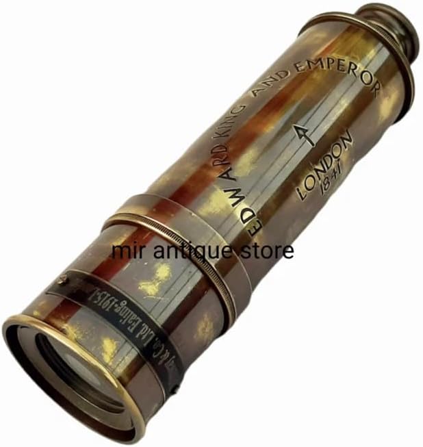 25in Antique Brass Handheld Telescope with Wooden Box – Vintage London 1841 Nautical Spyglass with Functional Optics – Maritime Collectible, Pirate Gift & Home Decor image 3