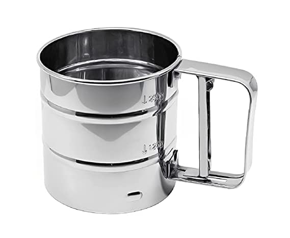 N&V Creation Flour Sifter, Stainless Steel Sifter for Baking, Double Layer Fine Mesh Baking Sifter, One Hand Press Crank Sifter for Powdered Sugar Shaker Duster, Flour Sieve Sifter for Baking Cakes-image-12