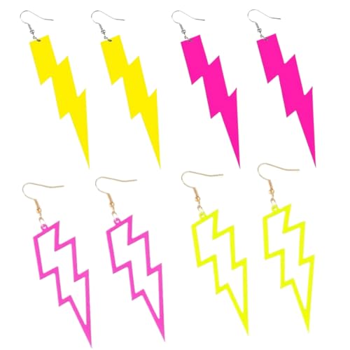 KOLZEMV 4 pares de pendientes de colores brillantes con efecto
