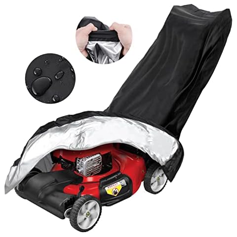 Lawn Mower Cover,Waterproof Heavy Duty Push Mower Covers,Dust UV Protection Universal Oxford Lawn Mower Cover with Drawstring & Storage Bag(76" x 21" x 44") Cover