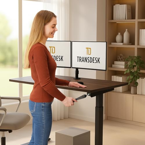 Image of Manual Hand Crank Standing Desk Frame | Non Electric Height Adjustable Sit-Stand Table No Power Required | Silent Operation, Heavy-Duty Steel| 3-Year Warranty | White Frame Only No Tabletop