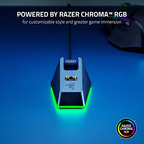 Mouse Dock Chroma - Station di Carica per Mouse Wireless (Per DeathAdder V2 Pro, Viper Ultimate, Basilisk Ultimate, Naga Pro, Magnetico con Illuminazione, Piedini Antiscivolo Stile Geco) Nero - Mouse gaming - Immagine 2