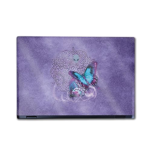 Image of Glossy Glitter Laptop Skin Compatible with Alienware M16 R2 (2024) - Celtic Butterflies - Premium 3M Vinyl Protective Wrap Decal Cover - Easy to Apply | Crafted in The USA by MightySkins