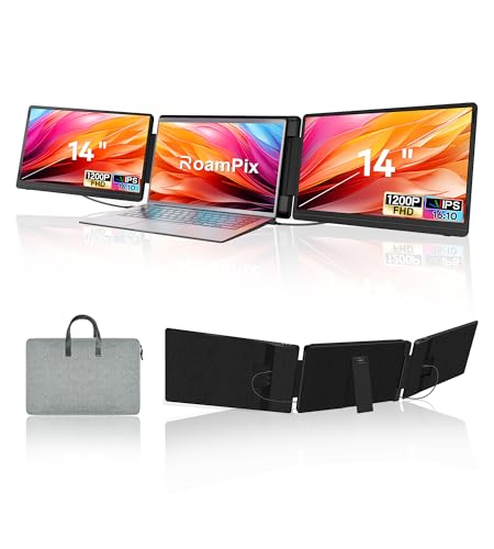 Image of Laptop Screen Extender, 14 inch 1200P FHD IPS Portable External Screen, Triple Portable Laptop Monitor for 12-16.5 inch Laptops with USB-C /HDMI, Plug & Play Compatible with Wins /Mac(M1 / /M2 /M3Pro /Max)