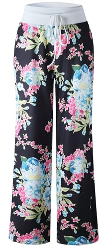 Image of Women Pajama Pants Comfy Lounge Wide Leg Casual Stretch Palazzo Drawstring Pj Bottoms Pants S-3XL