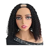 JIANBOHAIRS Pelucas de cabello humano con pelo rizado para mujeres negras, 200 densidades, parte en U para cabello adelgazante (12 pulgadas)