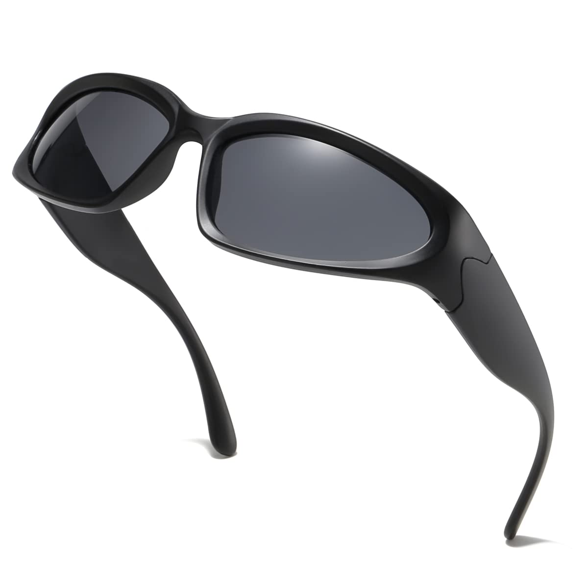 aisswzber Wrap Around Sports Sunglasses for Men Women Fashion Oval Thick Frame Lightweight Durable Plastic for Outdoor UV400