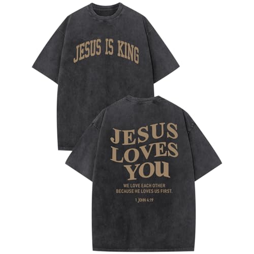 Hiehiety Mens Christian Shirts Jesus is King Love You...