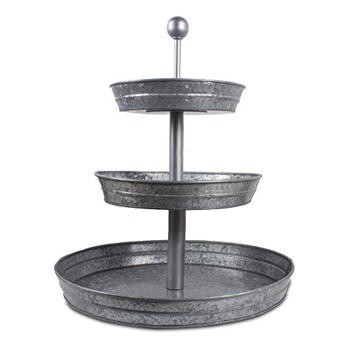 NIRMAN Galvanized metal 3 Tier Serving Tray, Cupcake Stand, Dessert Stand Metal Tin Tiered Tray for Parties.
